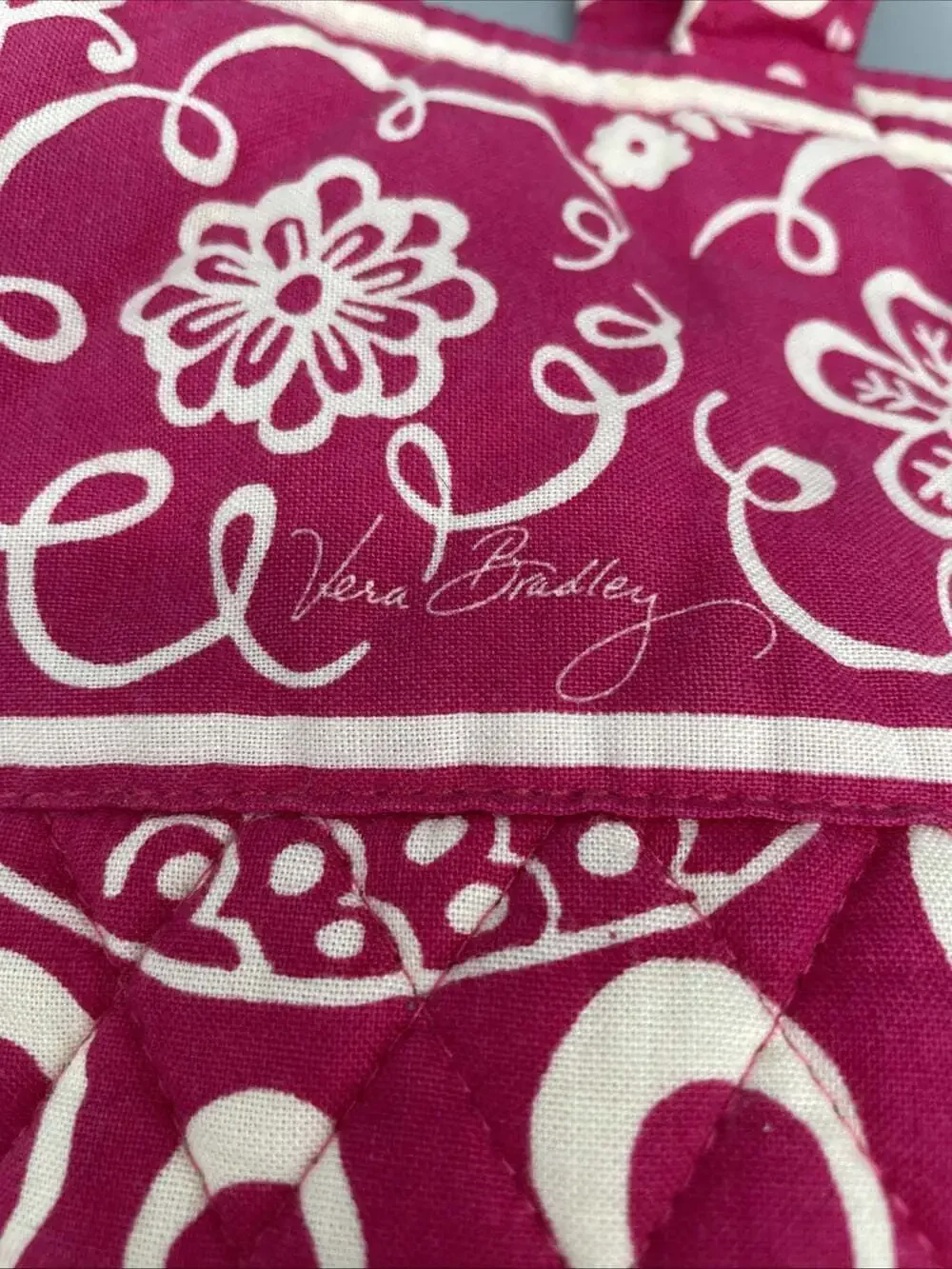 Vera Bradley Twirly Bird Pink Tote Bag Purse Retired Pattern Shopper Clean